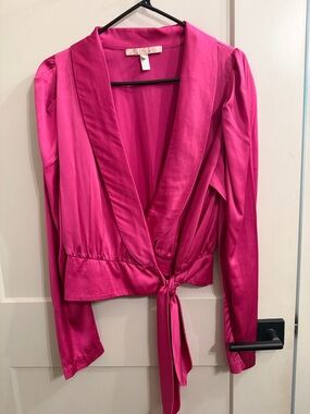Hutch Hot Pink Satin Wrap Blouse